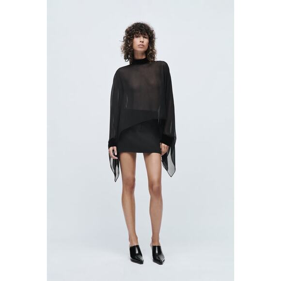 Zara Velvet Cape Blouse - XS-S - Picture 2 of 8